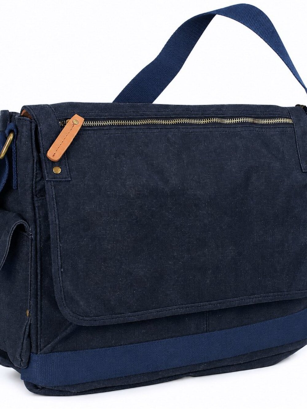 15.5" Large Wax Canvas Laptop Bag Messenger Bag Unisex Bag Dark Navy Blue C31LW